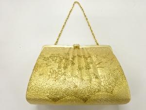 リサイクル　枝梅に牡丹模様織出し和装バッグ